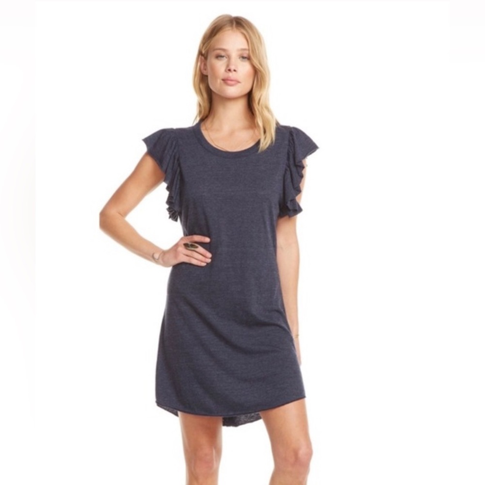NEW Chaser Dark Gray Ruffle Sleeve Mini Dress‎ Size XS
